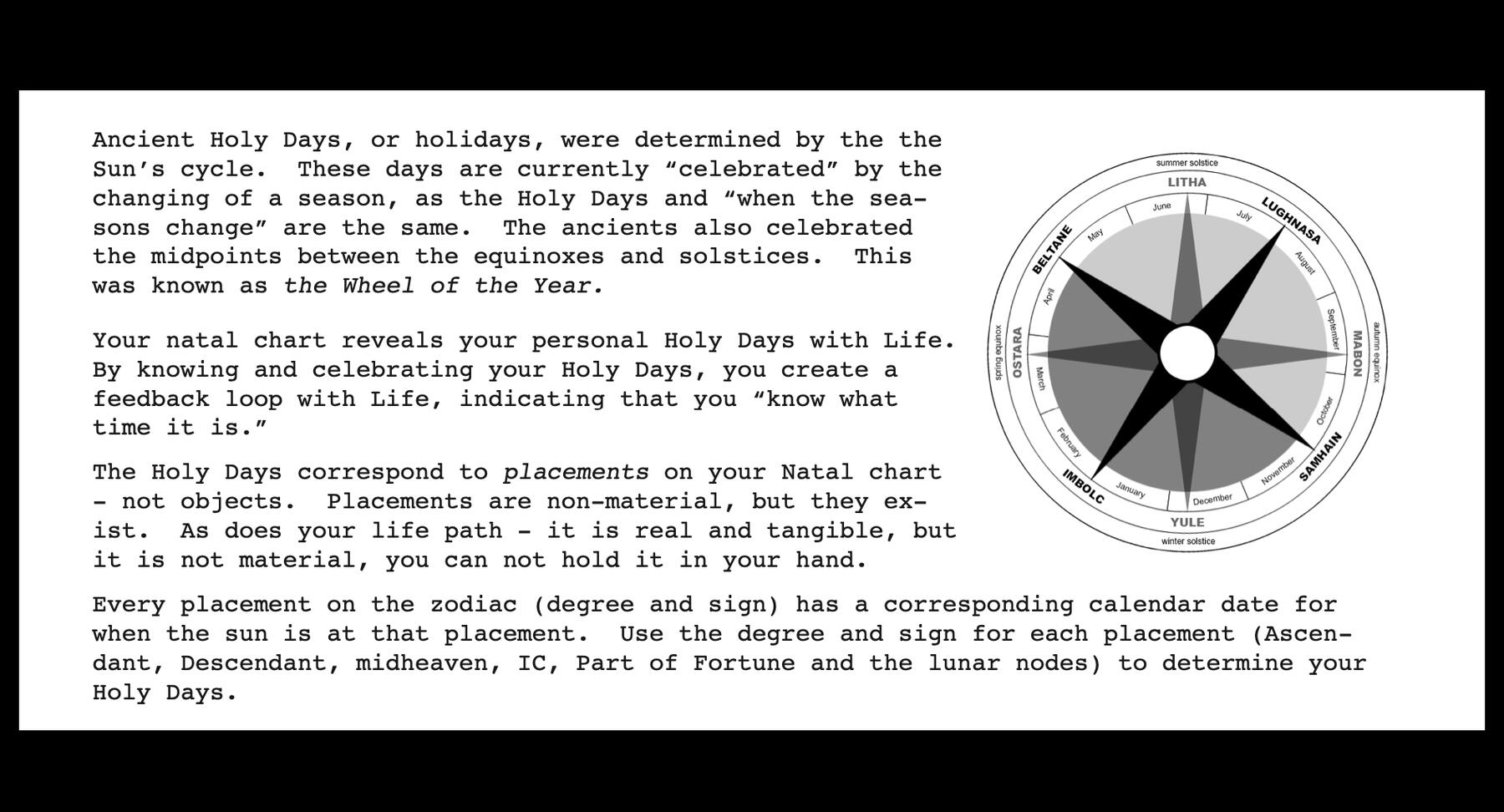 Guidebook Preview An excerpt from the Personal Holy Days guide — showing how to determine your sacred dates using the zodiac and your birth chart.